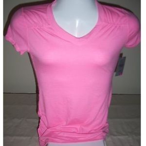 PINK ACTIVE T-SHIRT RUCHED SIDES, SZ XS (0-2), NWT